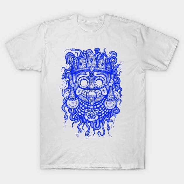 Snakegod Blue T-Shirt by The Purple Owl Cult